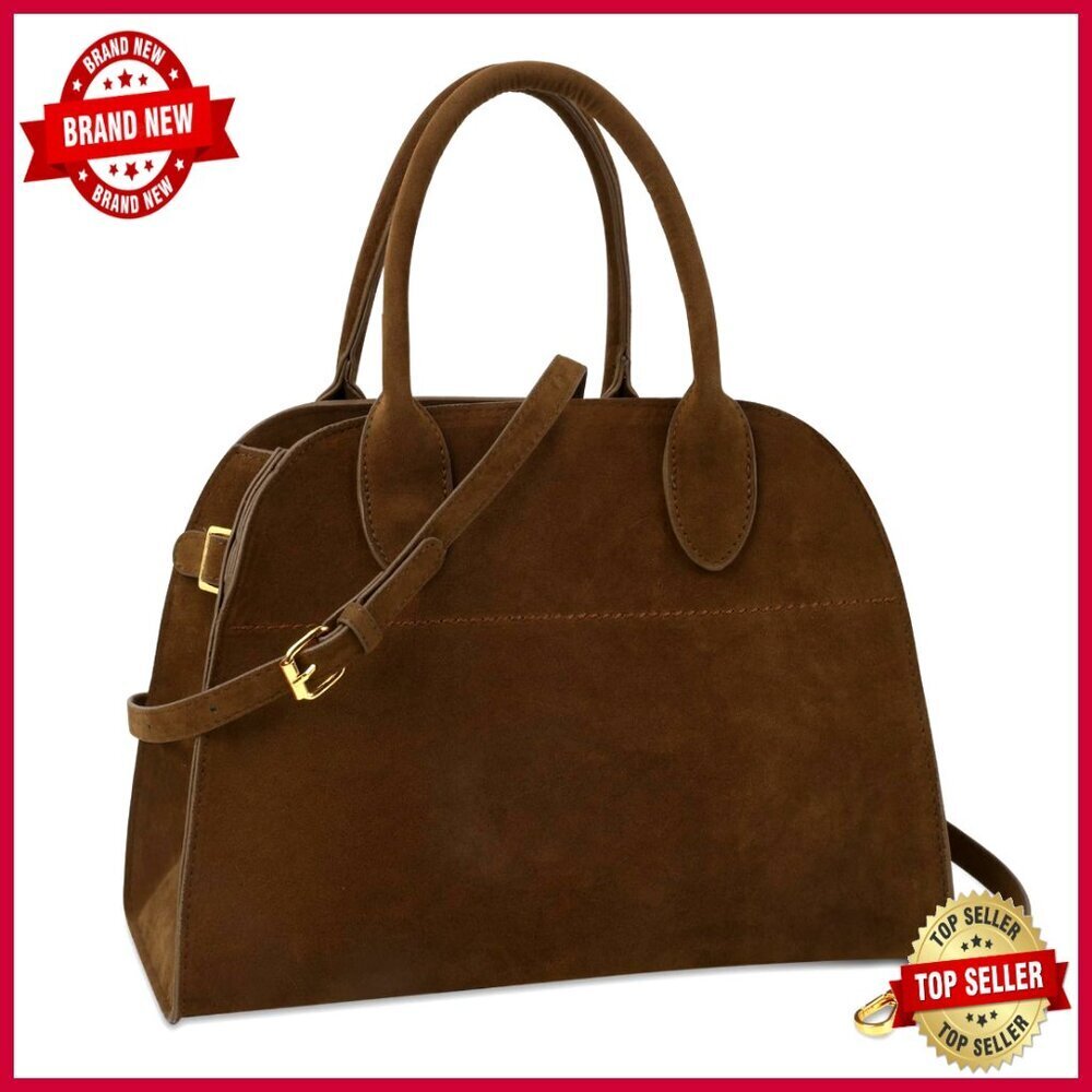 Vegan Suede Tote Bag with Shoulder Strap, Small Size for Office Travel